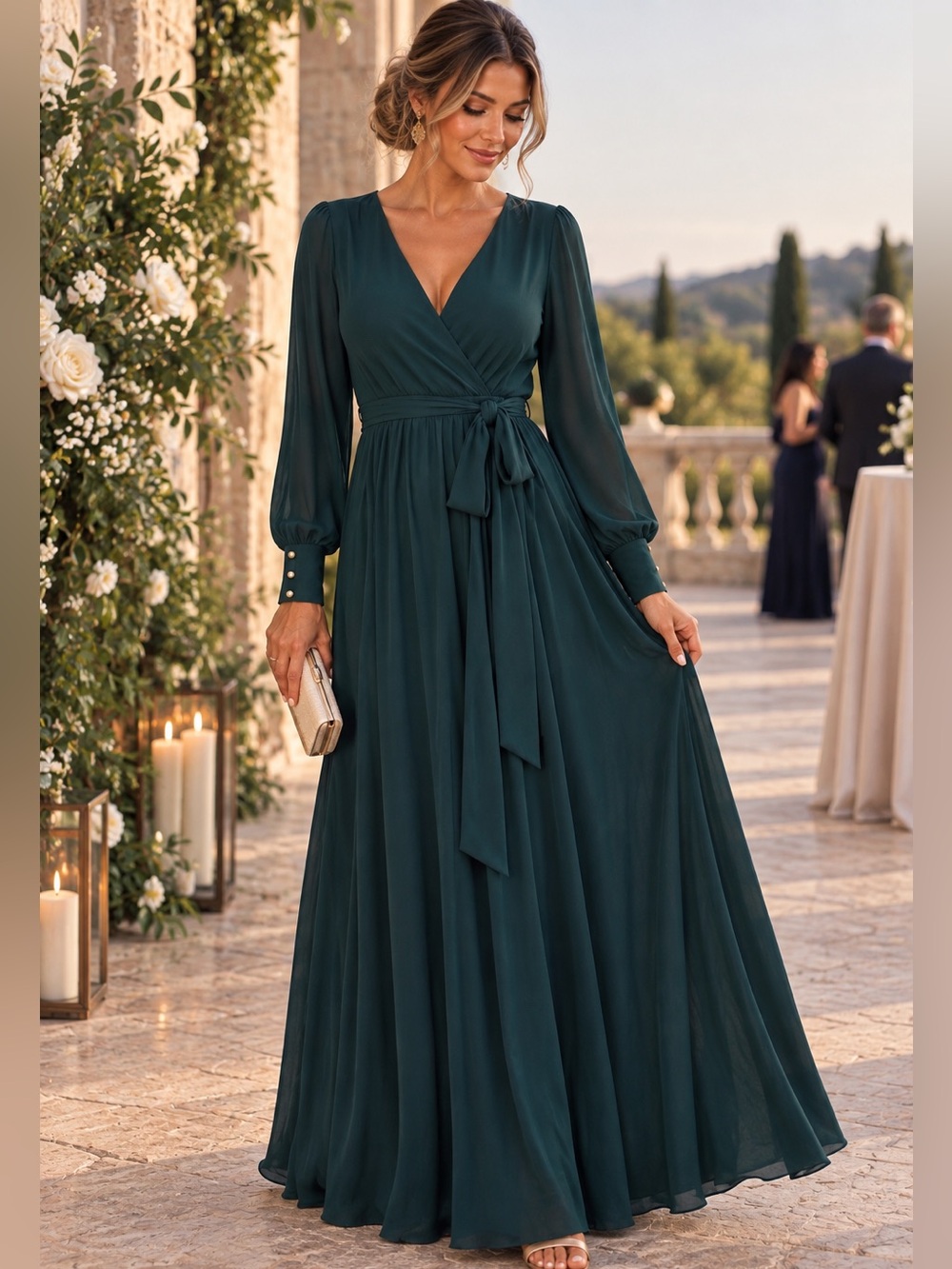 Baltic Born Lydia Forest Green Maxi Dress XL Boho Wedding Guest Mother of Bride